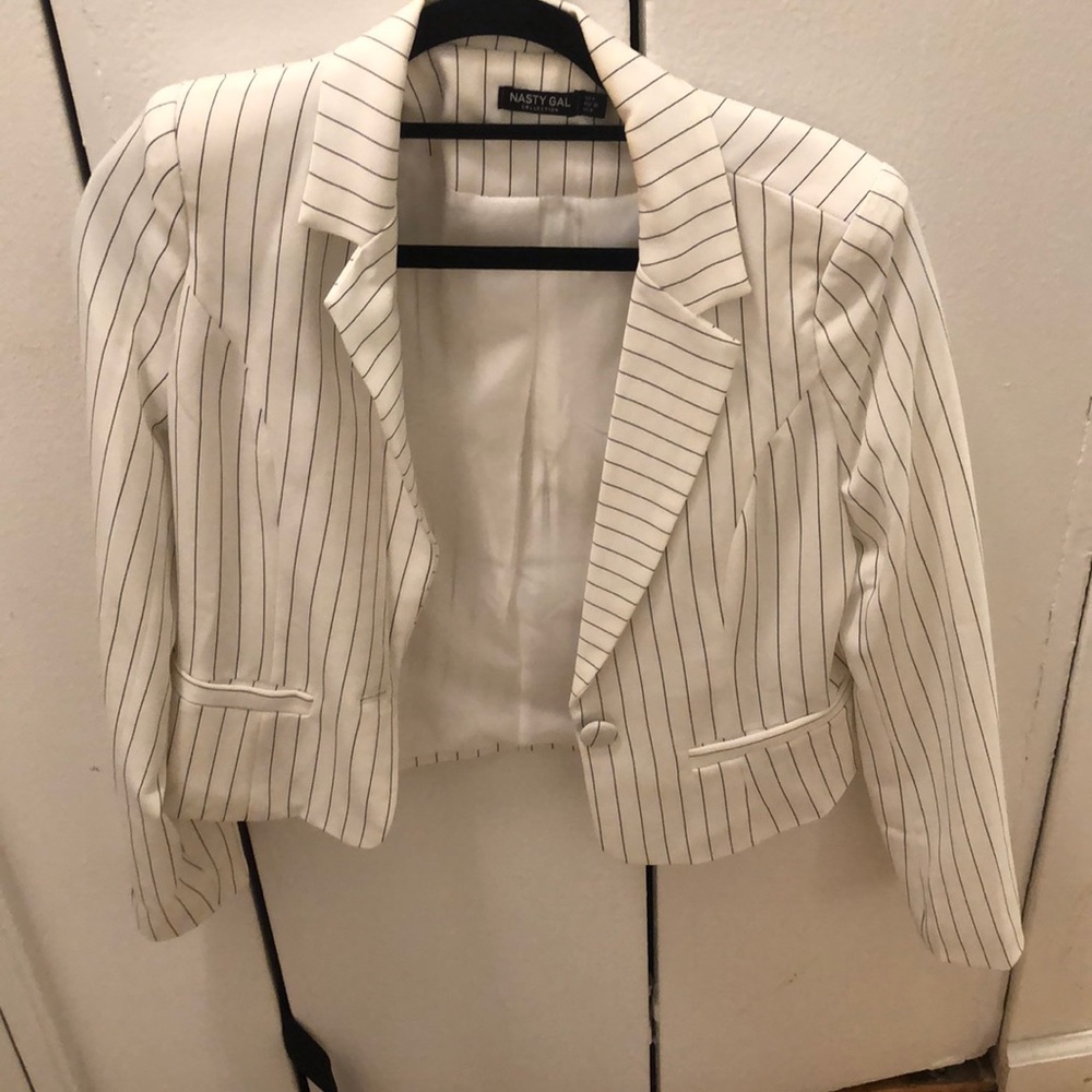 Nasty gal white blazer with stripes